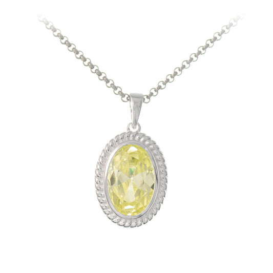 Anhaenger mit Kette 925 Silber Zirkonia hellgruen