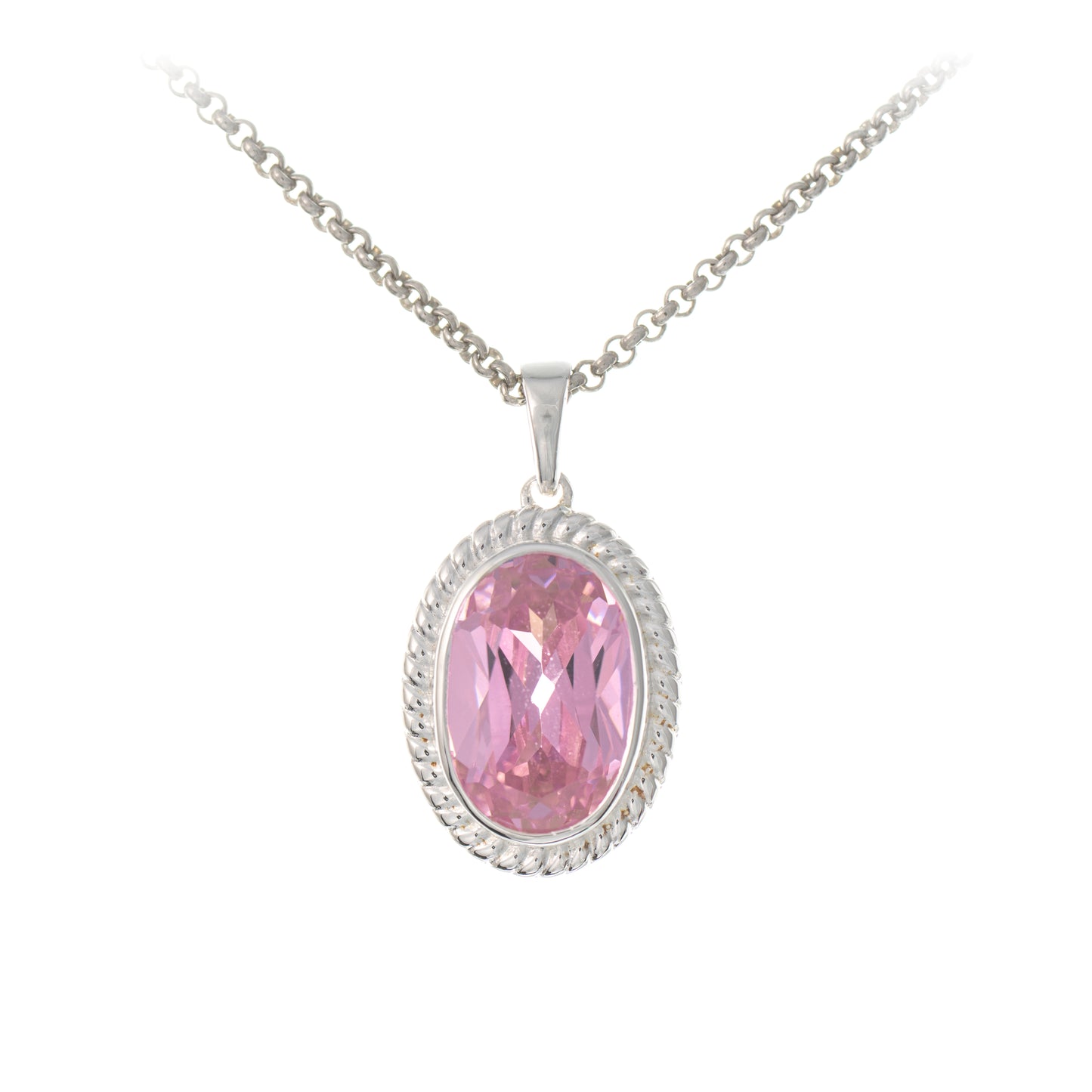 Anhaenger mit Kette 925 Silber Zirkonia rosa