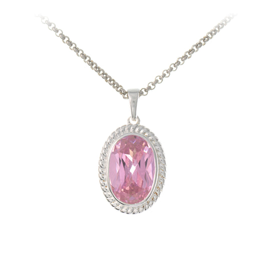 Anhaenger mit Kette 925 Silber Zirkonia rosa