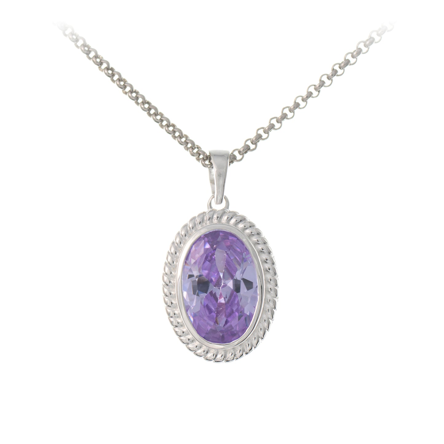 Anhaenger mit Kette 925 Silber Zirkonia flieder