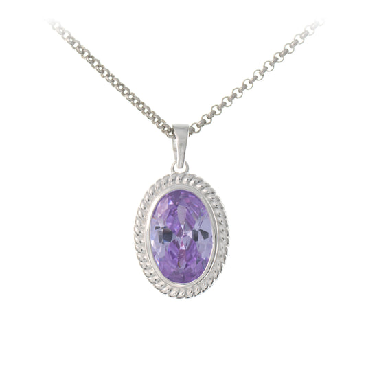 Anhaenger mit Kette 925 Silber Zirkonia flieder