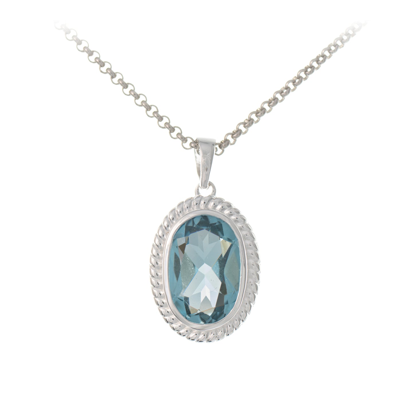 Anhaenger mit Kette 925 Silber Zirkonia hellblau