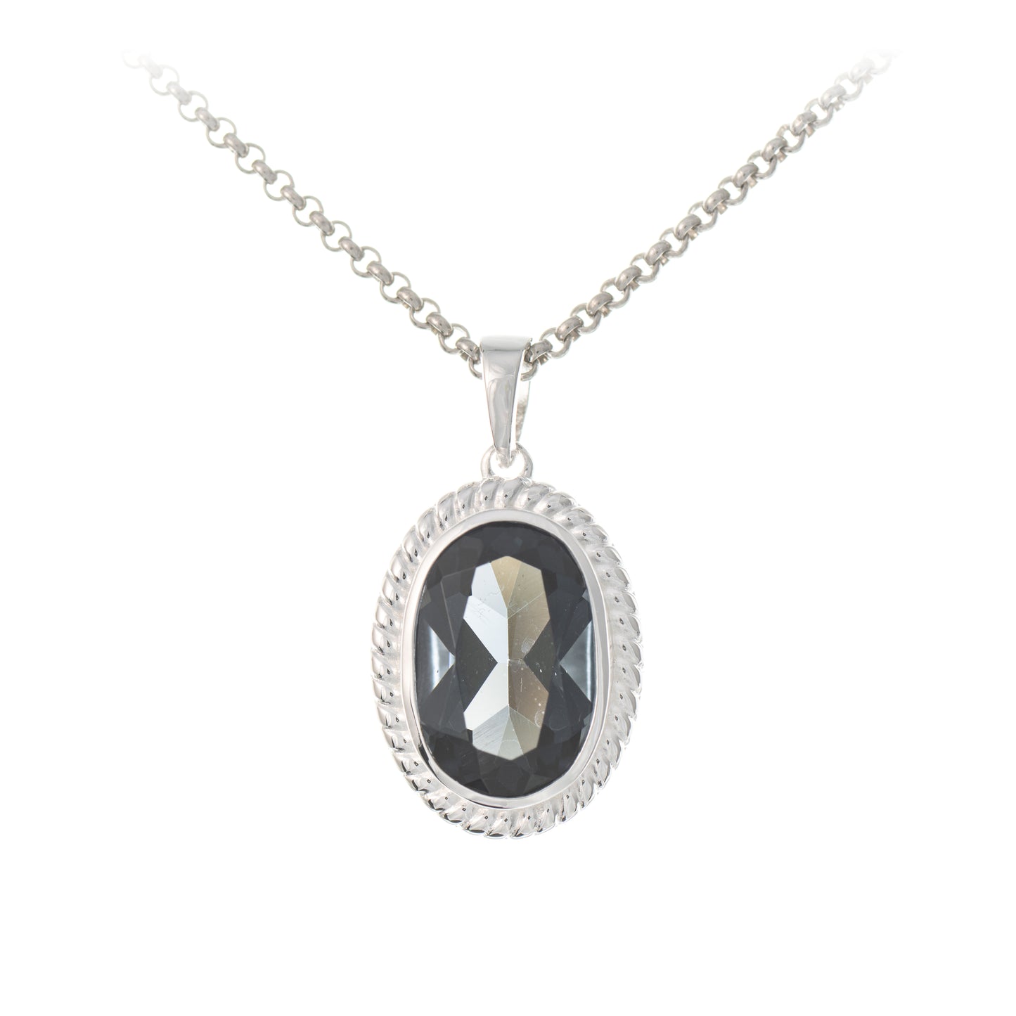 Anhaenger mit Kette 925 Silber Zirkonia anthrazit