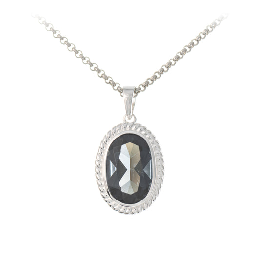Anhaenger mit Kette 925 Silber Zirkonia anthrazit