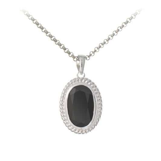 Anhaenger mit Kette 925 Silber Zirkonia schwarz
