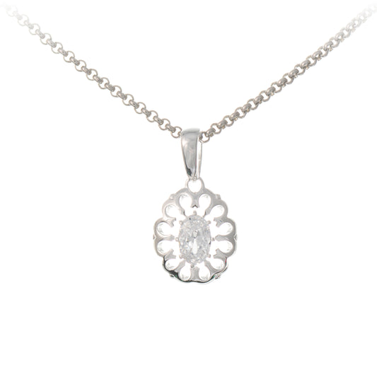Anhaenger mit Kette 925 Silber Zirkonia weiss