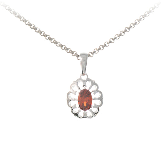 Anhaenger mit Kette 925 Silber Zirkonia rot