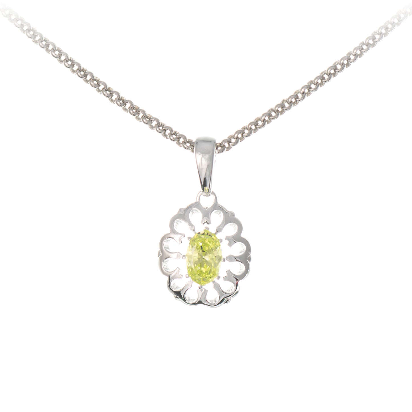 Anhaenger mit Kette 925 Silber Zirkonia hellgruen