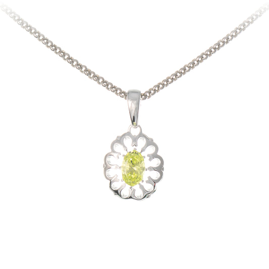 Anhaenger mit Kette 925 Silber Zirkonia hellgruen
