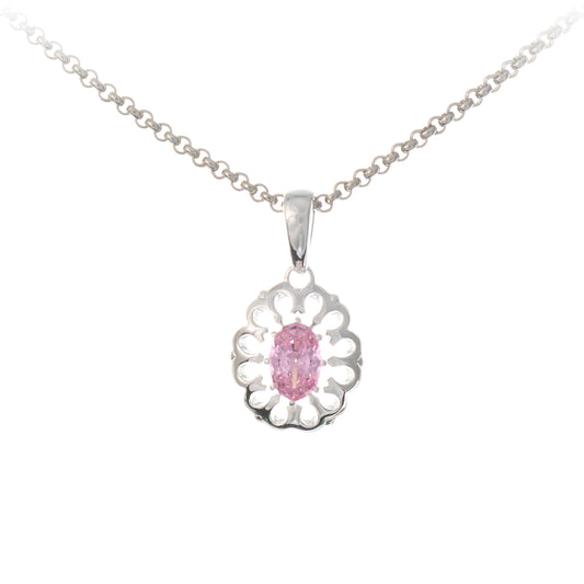 Anhaenger mit Kette 925 Silber Zirkonia rosa