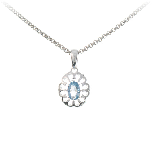 Anhaenger mit Kette 925 Silber Zirkonia hellblau