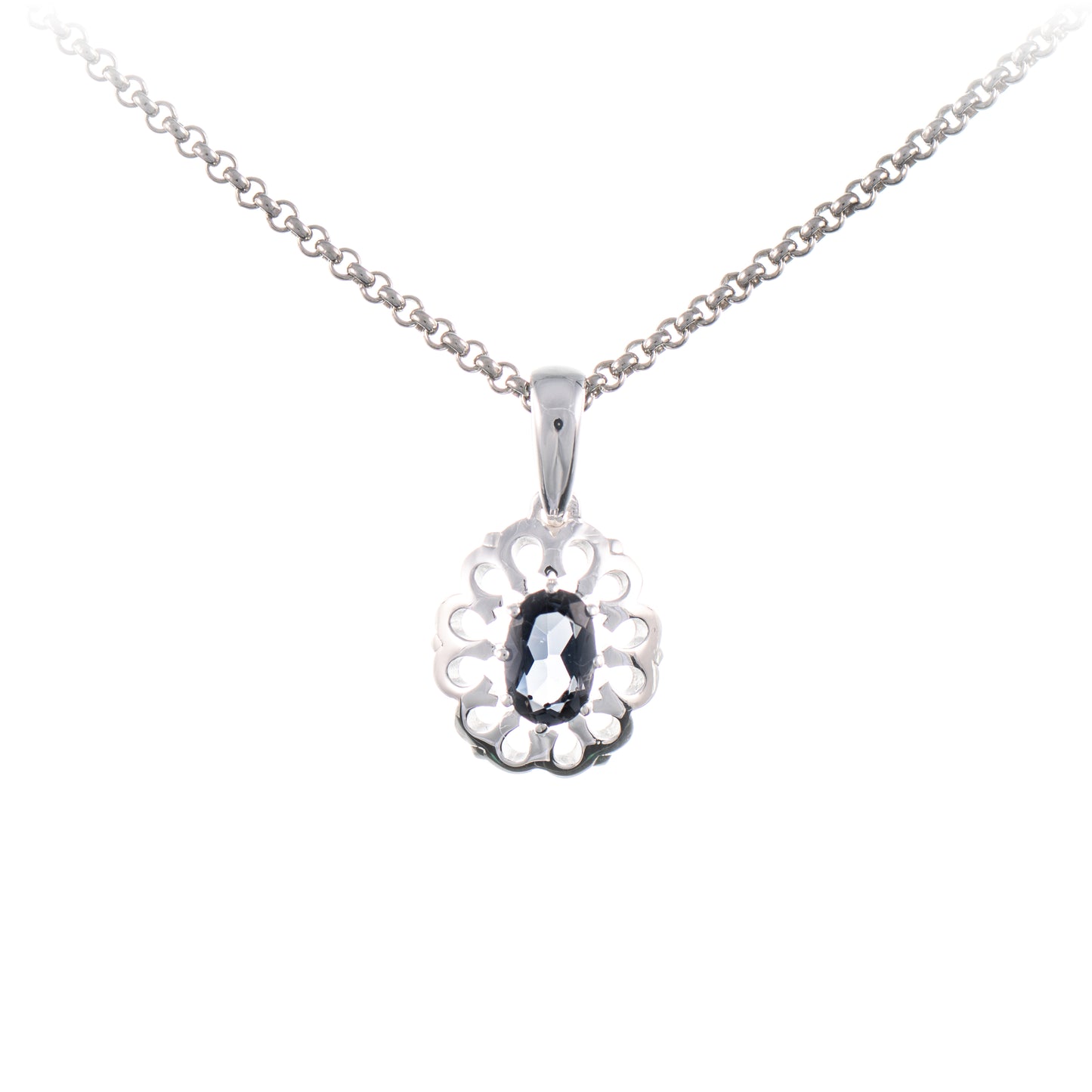 Anhaenger mit Kette 925 Silber Zirkonia anthrazit