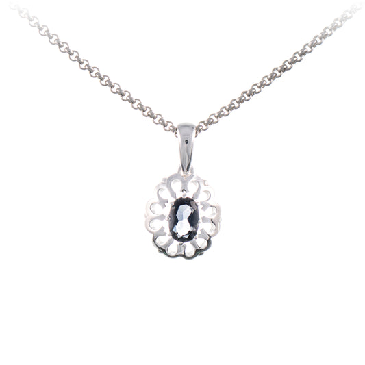 Anhaenger mit Kette 925 Silber Zirkonia anthrazit
