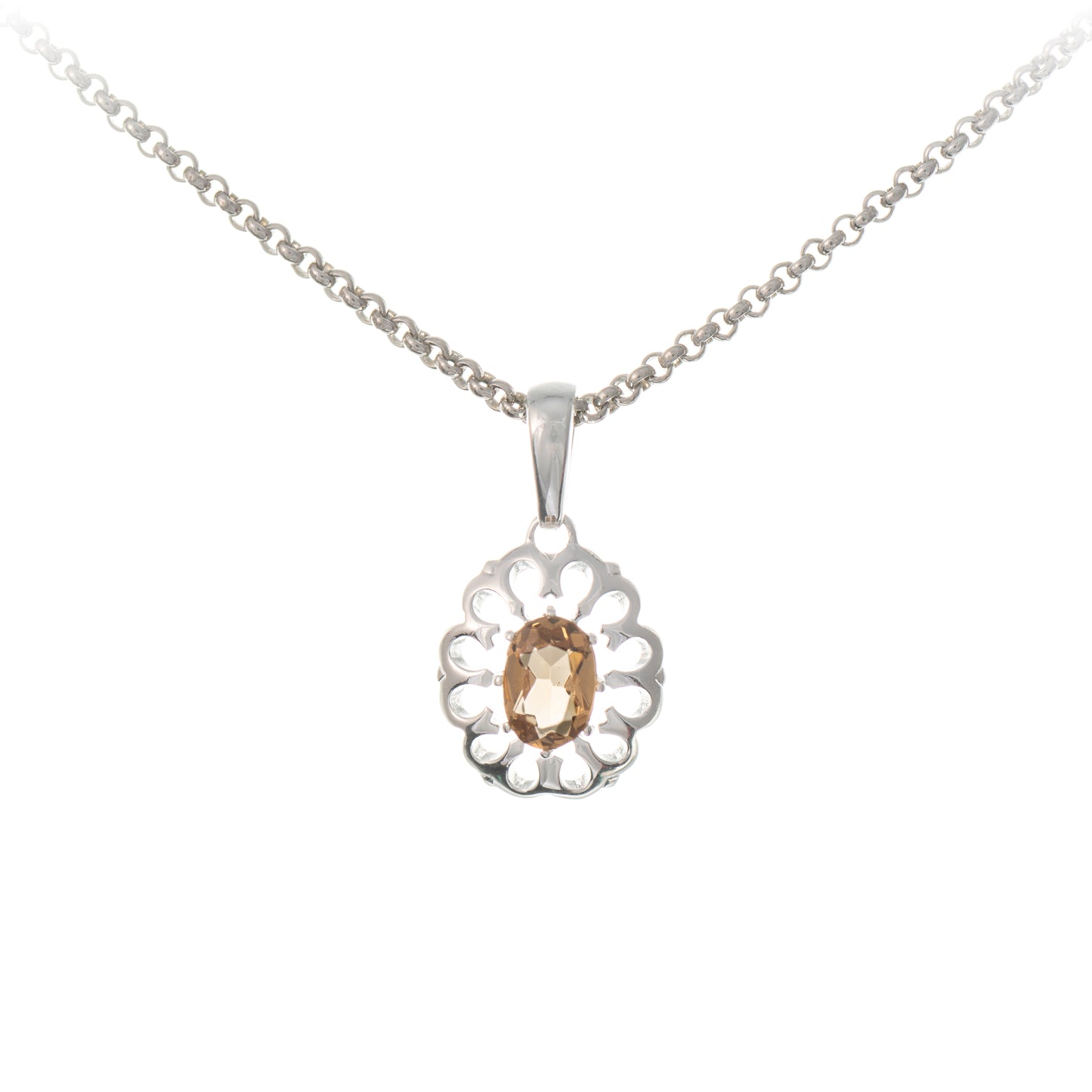 Anhaenger mit Kette 925 Silber Zirkonia cognac