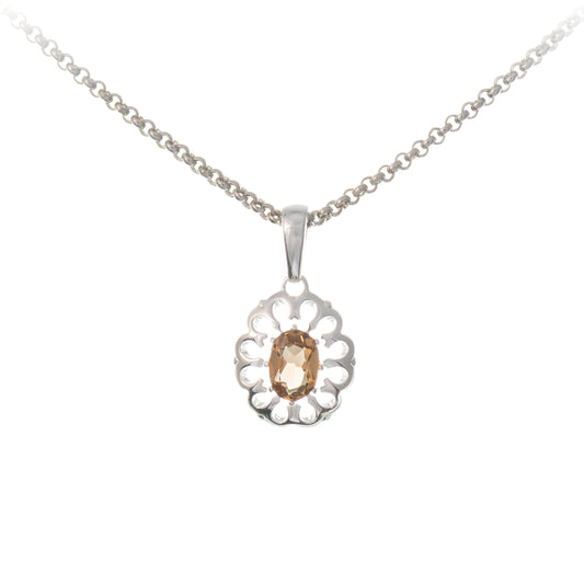 Anhaenger mit Kette 925 Silber Zirkonia cognac