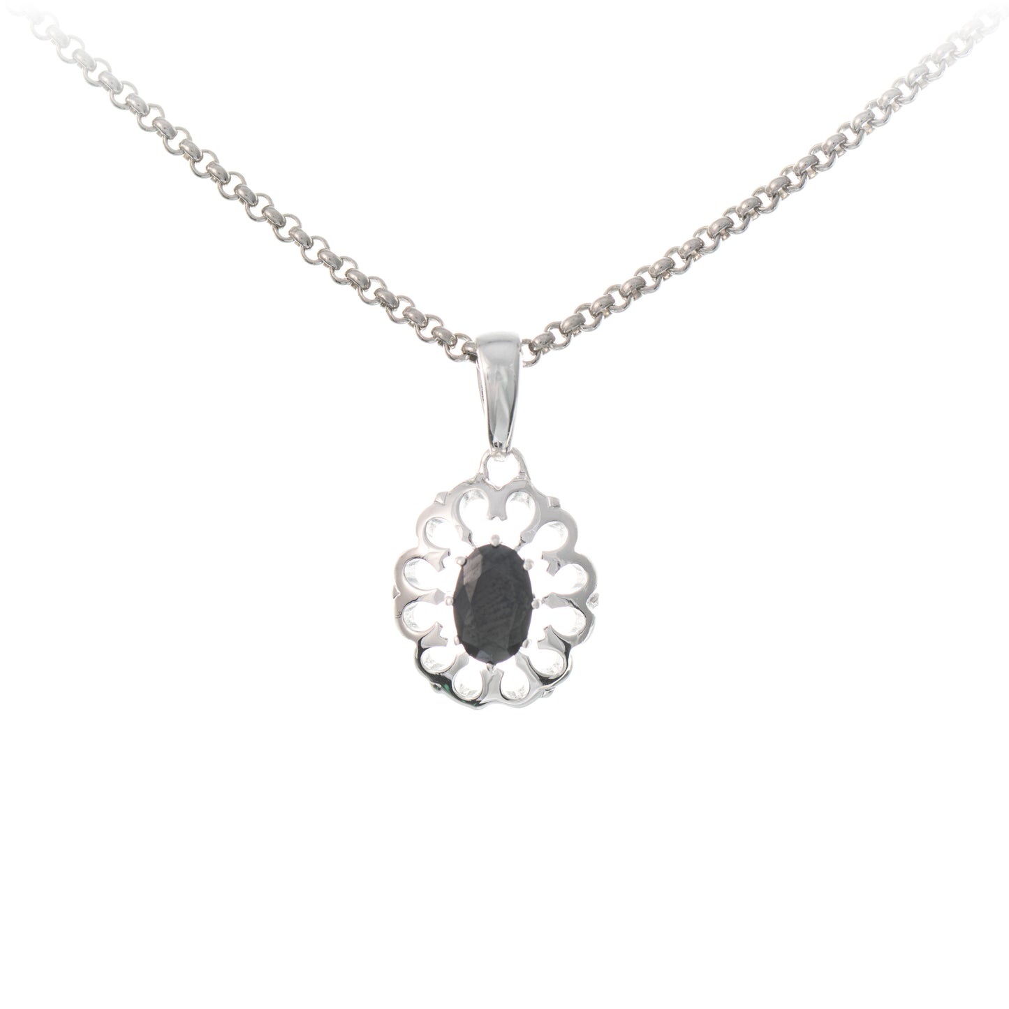Anhaenger mit Kette 925 Silber Zirkonia schwarz