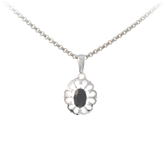 Anhaenger mit Kette 925 Silber Zirkonia schwarz