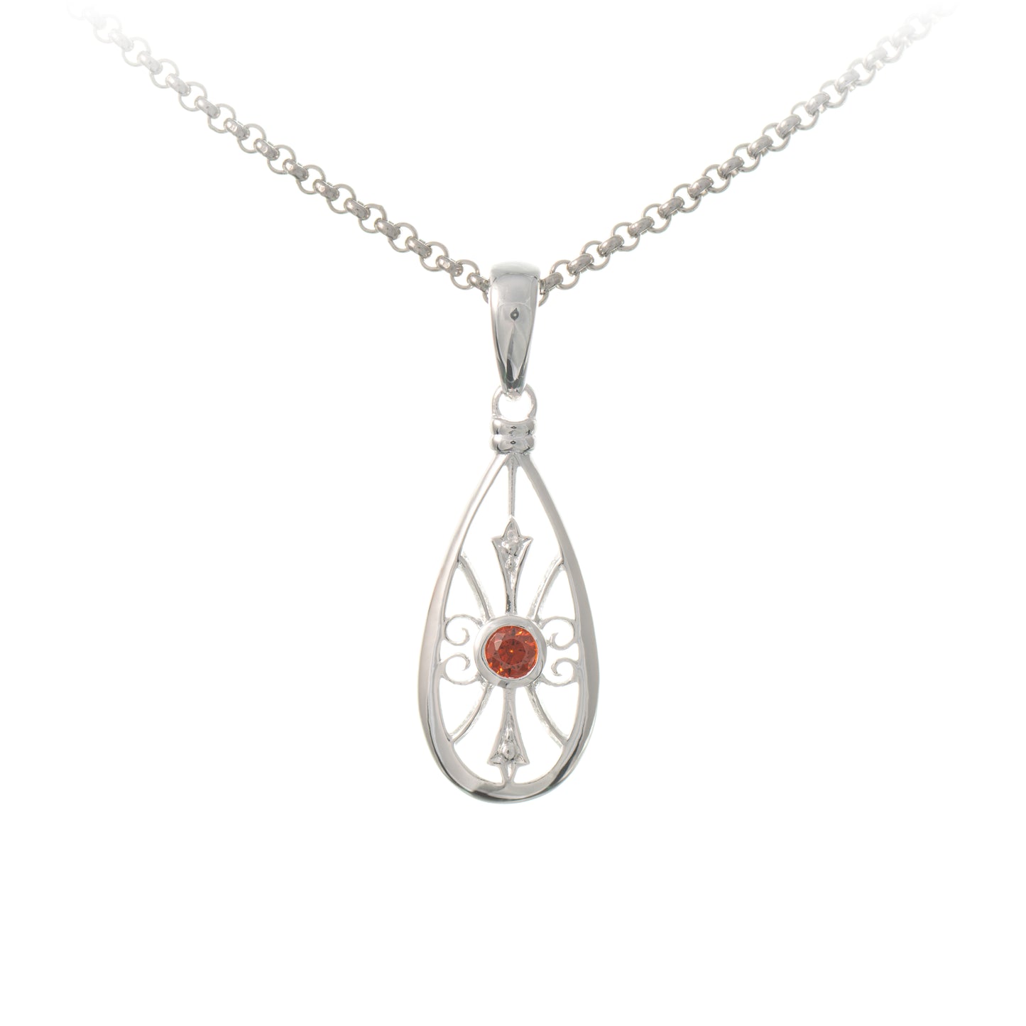 Anhaenger mit Kette 925 Silber Zirkonia rot