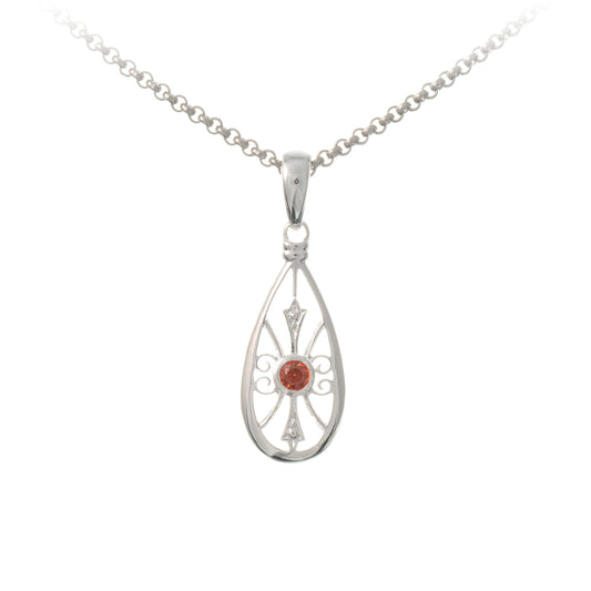 Anhaenger mit Kette 925 Silber Zirkonia rot