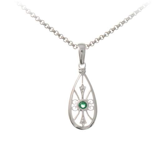 Anhaenger mit Kette 925 Silber Zirkonia gruen