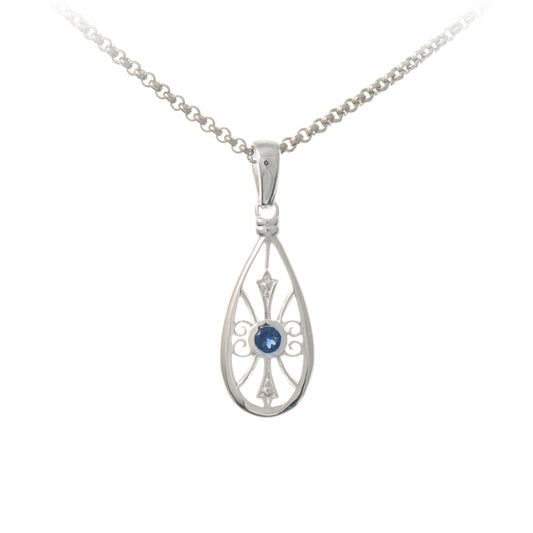Anhaenger mit Kette 925 Silber Zirkonia blau