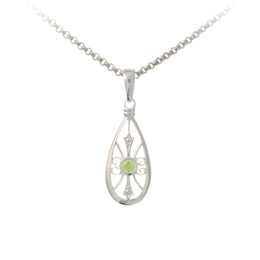 Anhaenger mit Kette 925 Silber Zirkonia hellgruen