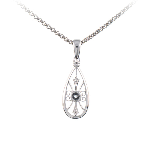 Anhaenger mit Kette 925 Silber Zirkonia anthrazit