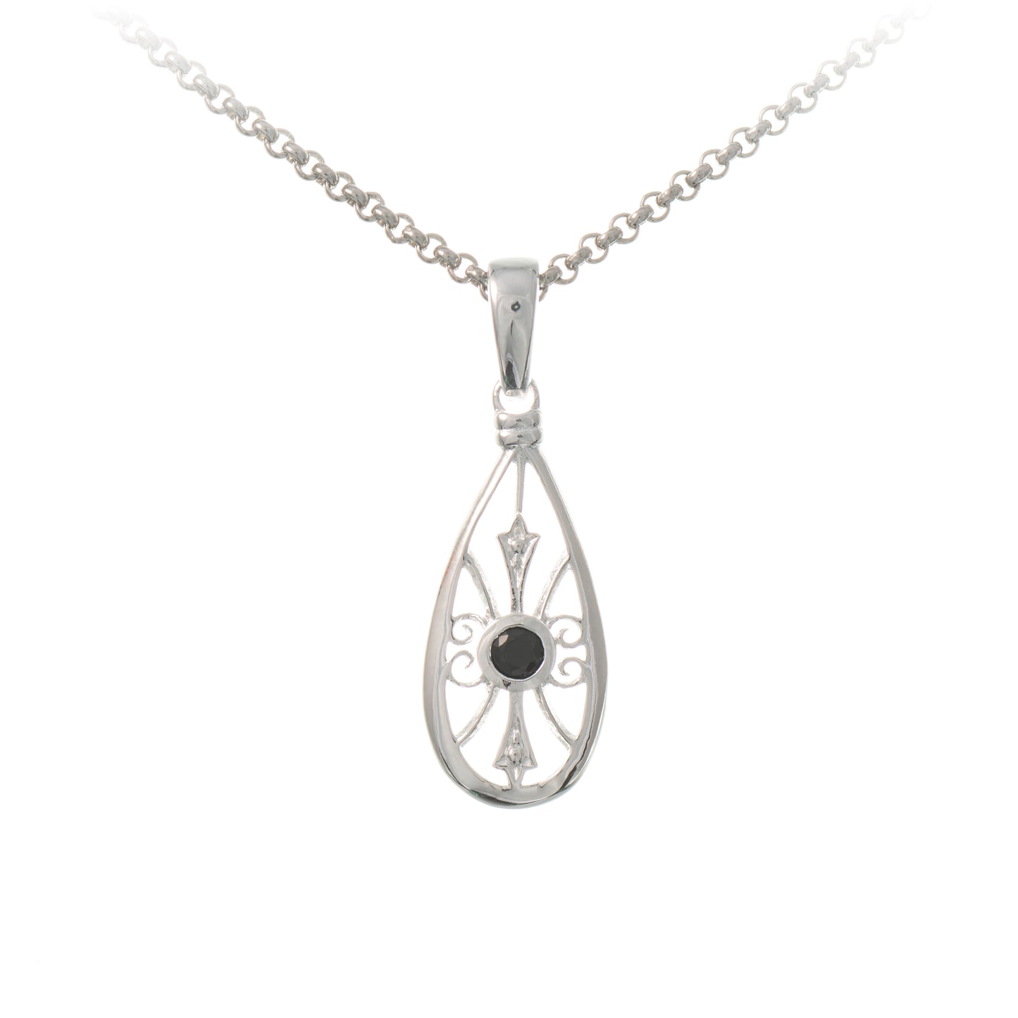 Anhaenger mit Kette 925 Silber Zirkonia schwarz