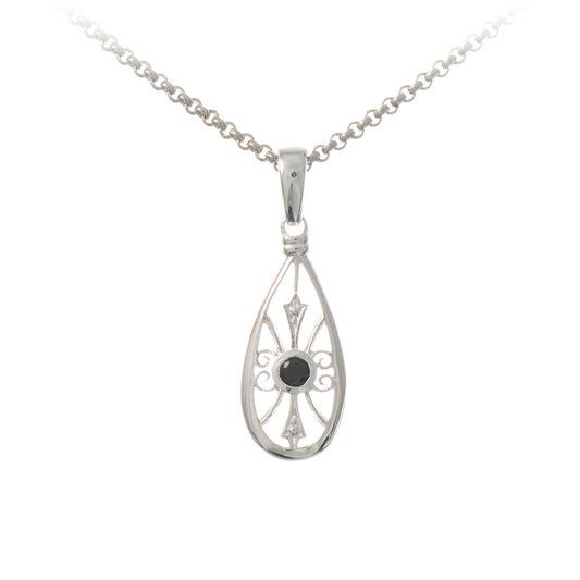 Anhaenger mit Kette 925 Silber Zirkonia schwarz