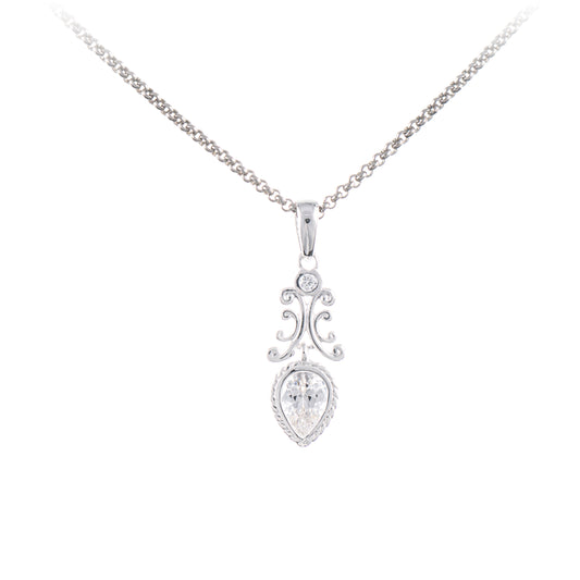 Anhaenger mit Kette 925 Silber Zirkonia weiss