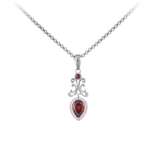 Anhaenger mit Kette 925 Silber Zirkonia rot