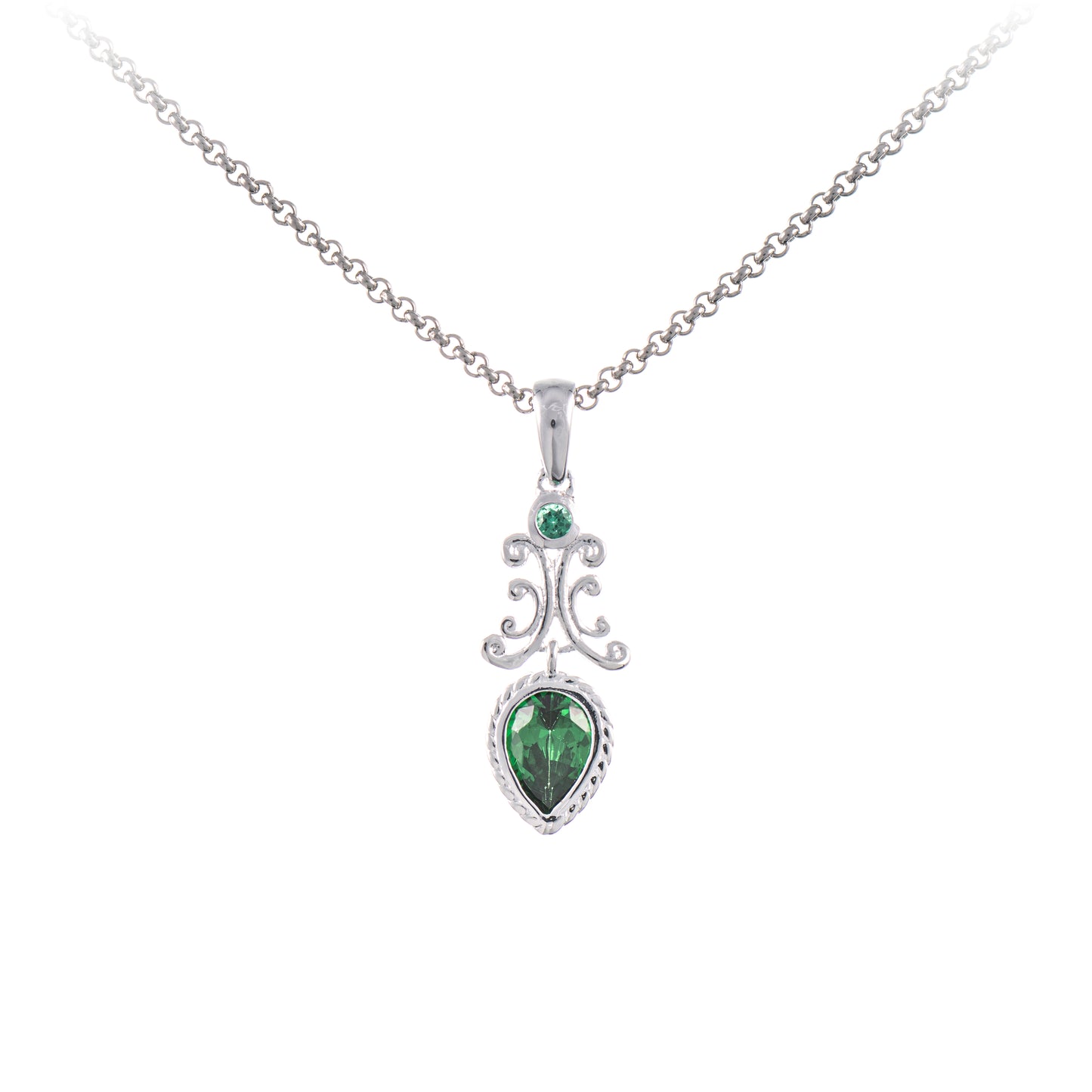Anhaenger mit Kette 925 Silber Zirkonia gruen