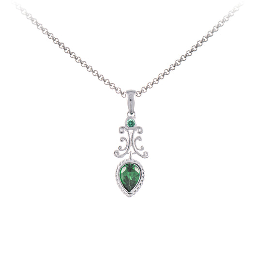 Anhaenger mit Kette 925 Silber Zirkonia gruen