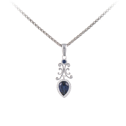 Anhaenger mit Kette 925 Silber Zirkonia blau