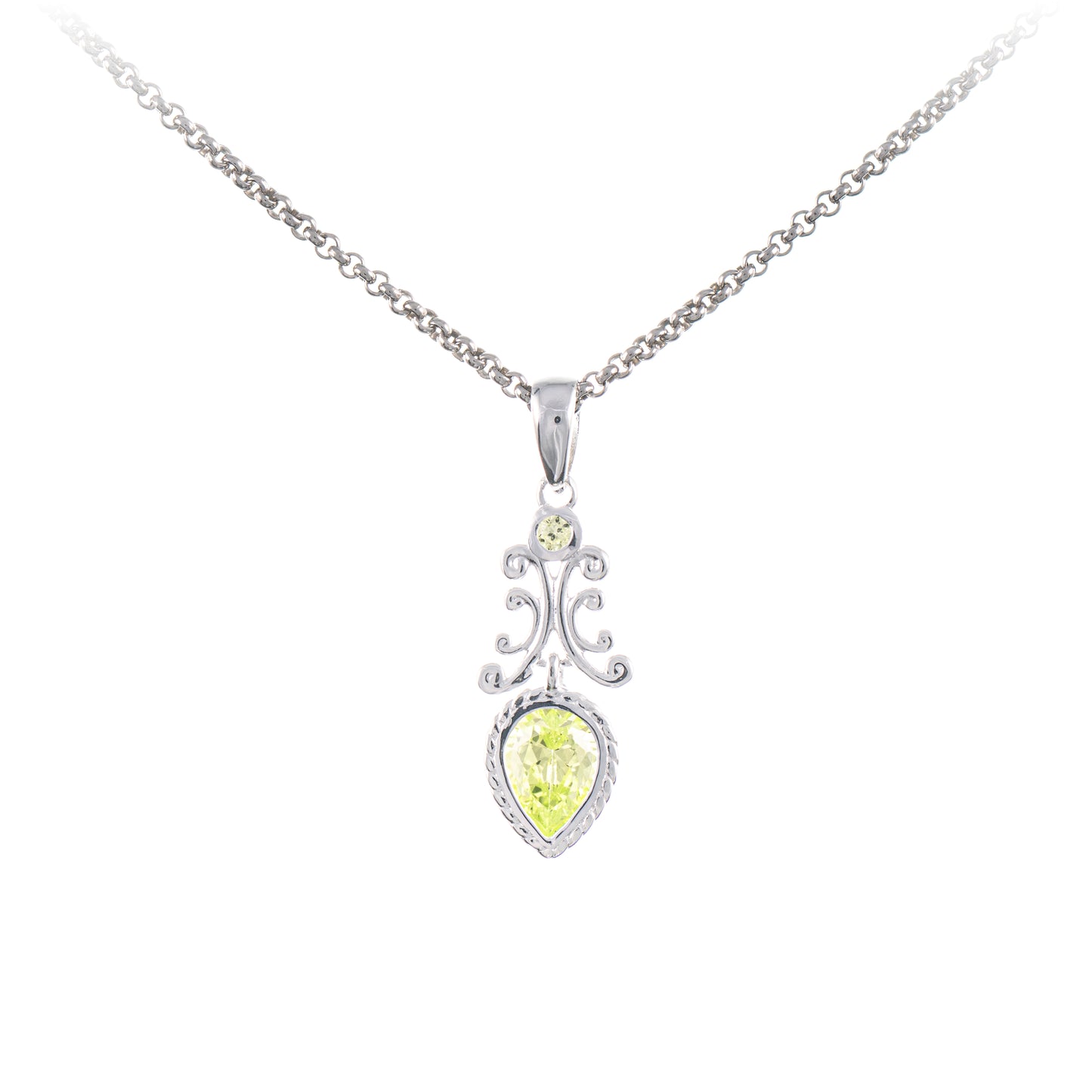 Anhaenger mit Kette 925 Silber Zirkonia hellgruen