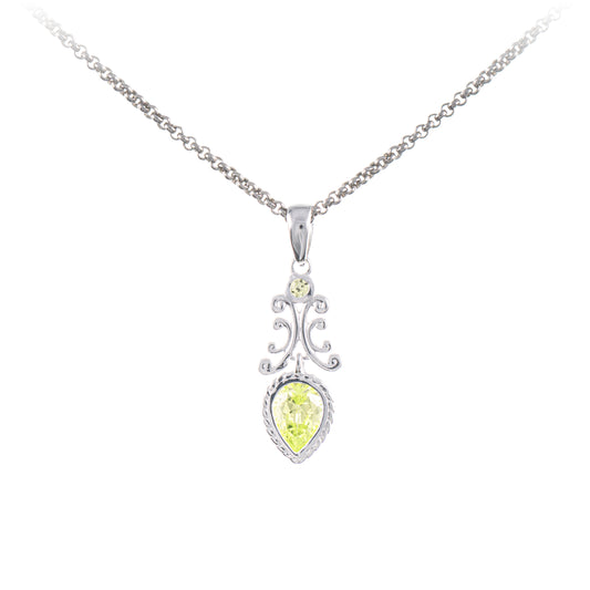 Anhaenger mit Kette 925 Silber Zirkonia hellgruen