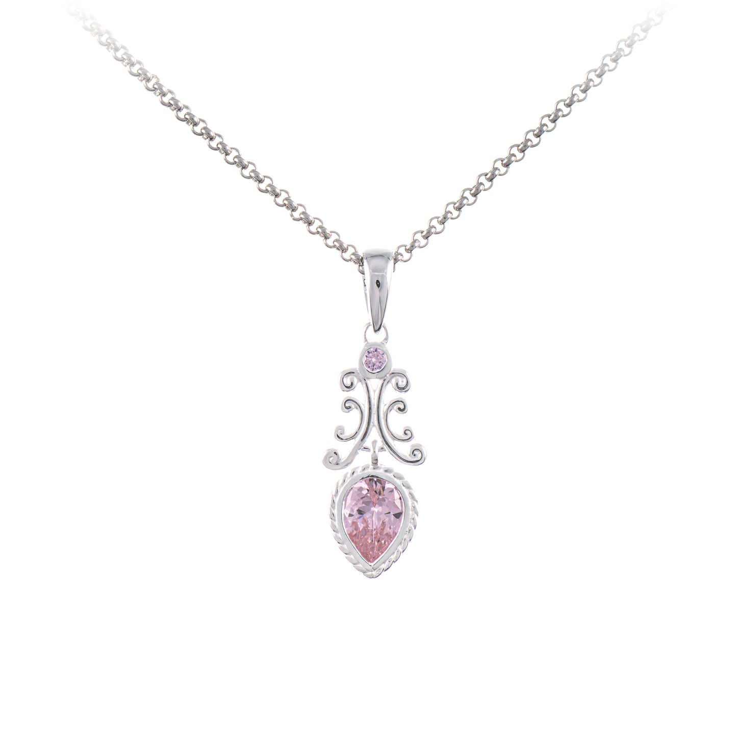 Anhaenger mit Kette 925 Silber Zirkonia rosa