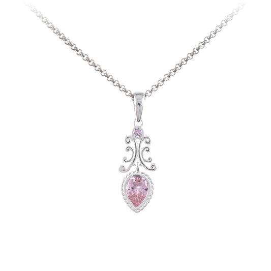 Anhaenger mit Kette 925 Silber Zirkonia rosa