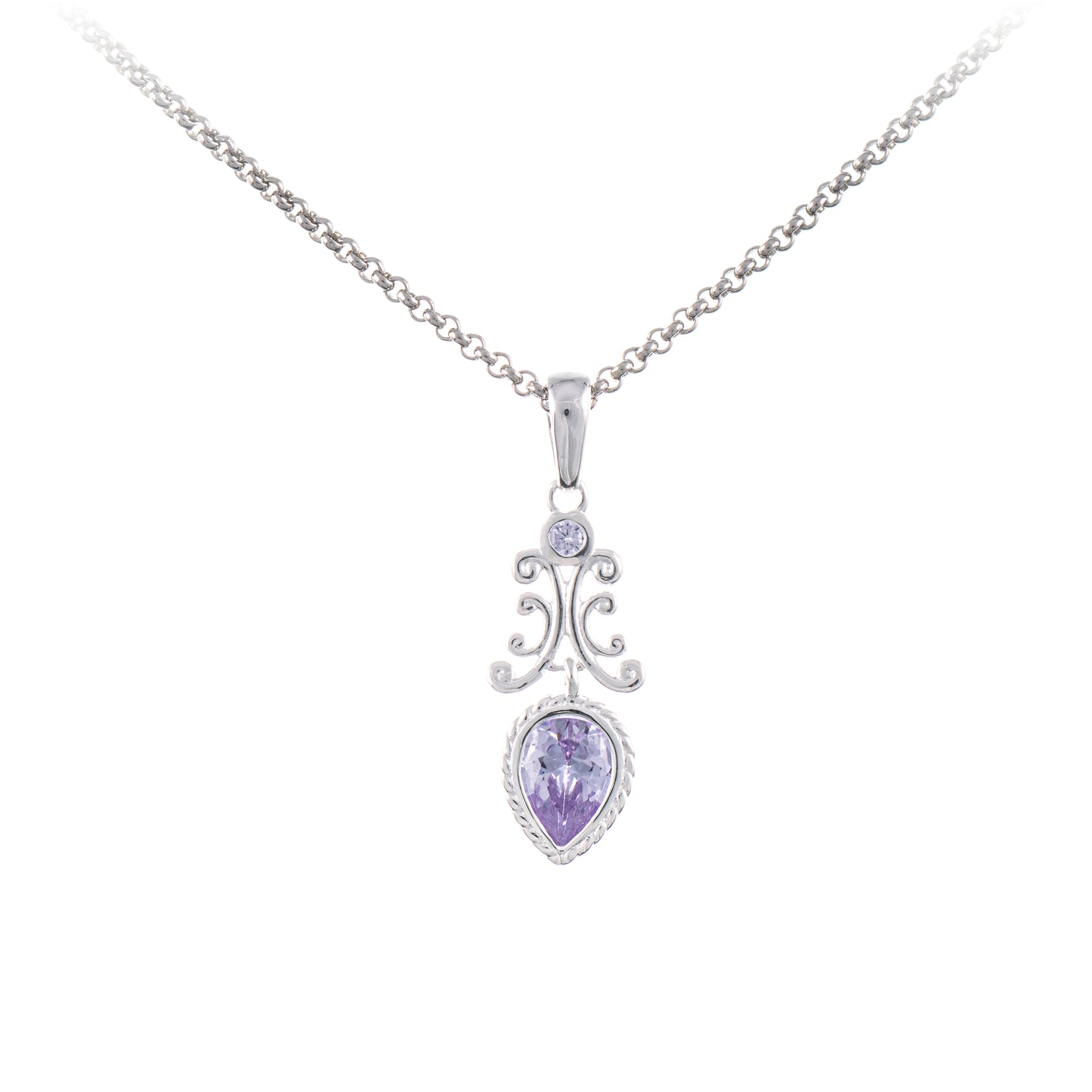 Anhaenger mit Kette 925 Silber Zirkonia flieder