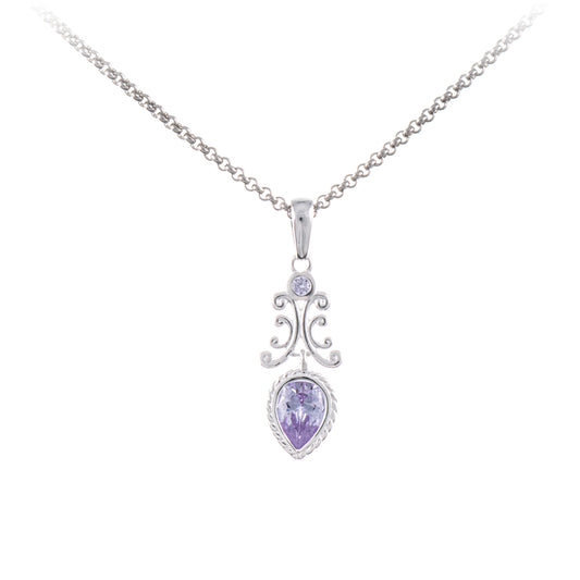 Anhaenger mit Kette 925 Silber Zirkonia flieder