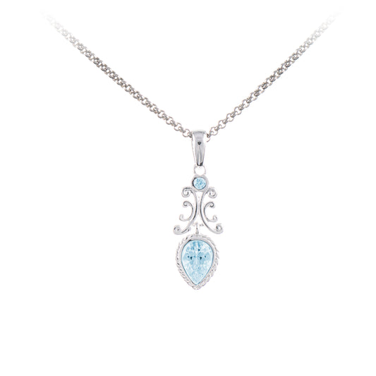 Anhaenger mit Kette 925 Silber Zirkonia hellblau