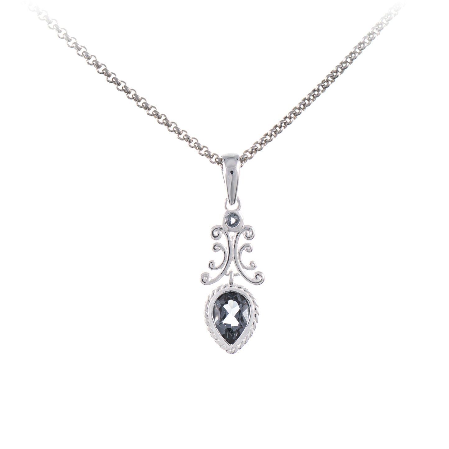 Anhaenger mit Kette 925 Silber Zirkonia anthrazit