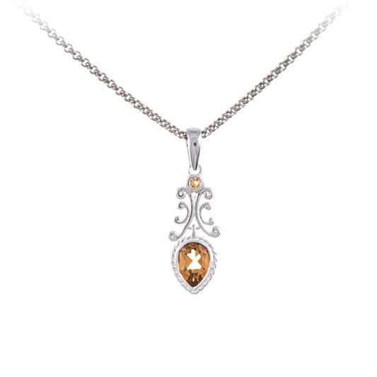 Anhaenger mit Kette 925 Silber Zirkonia cognac
