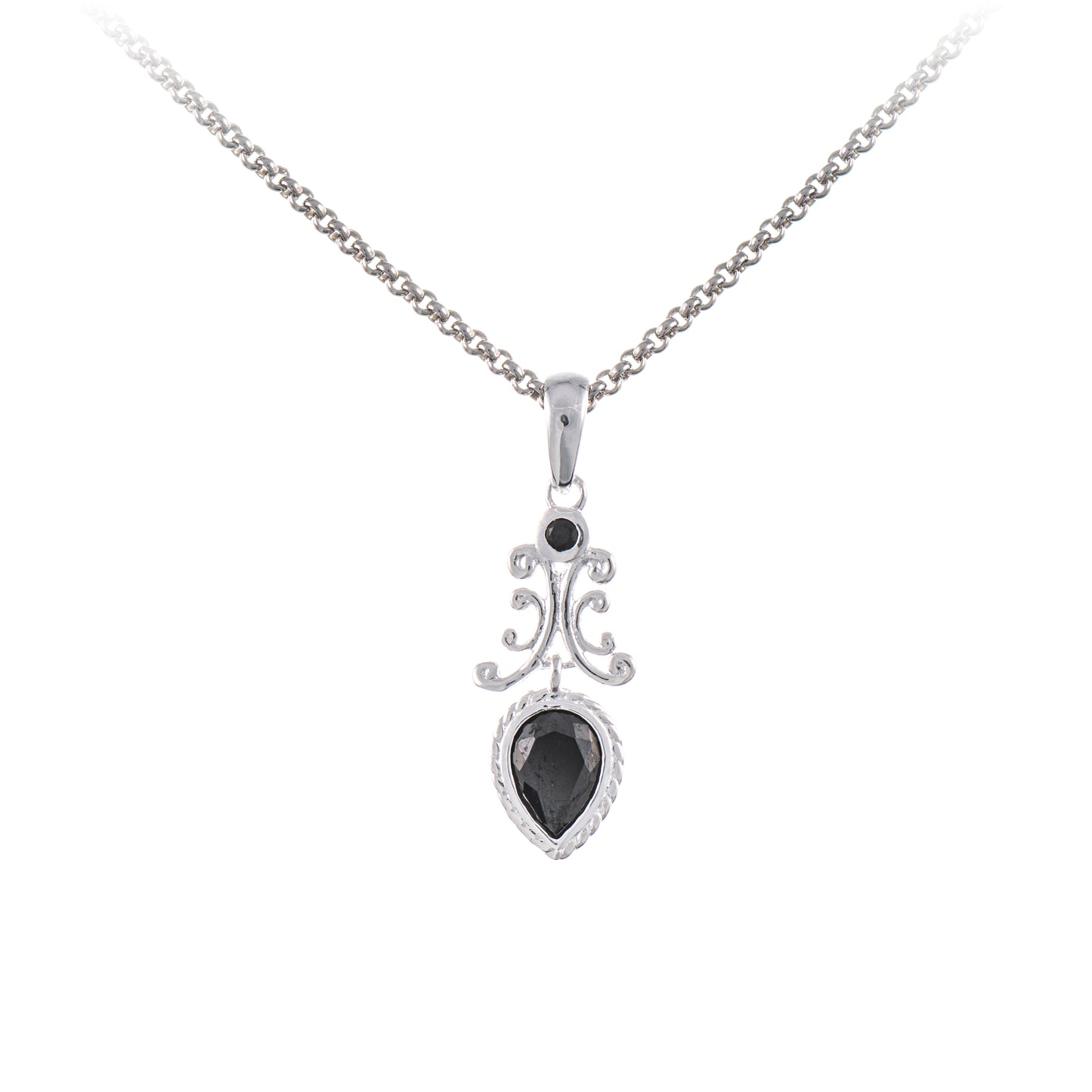 Anhaenger mit Kette 925 Silber Zirkonia schwarz