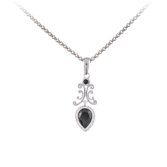 Anhaenger mit Kette 925 Silber Zirkonia schwarz