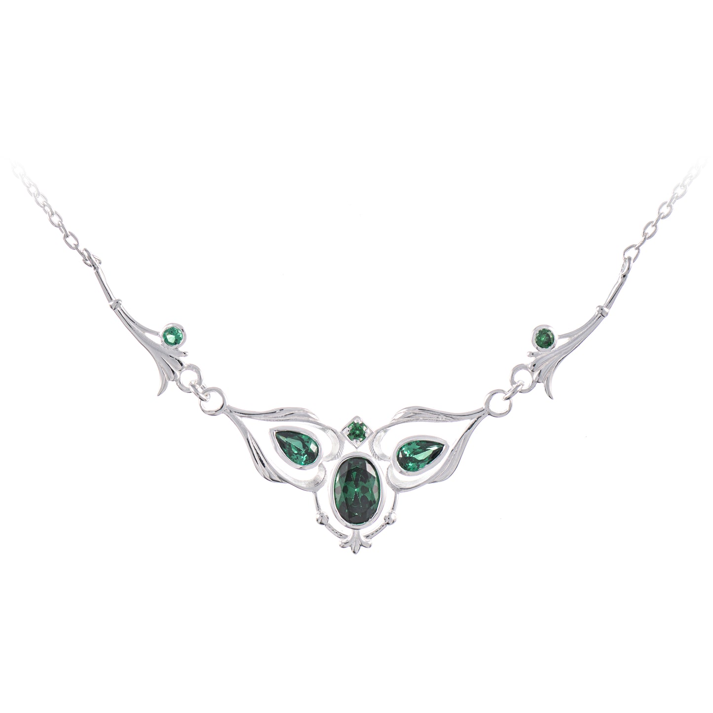 Collier 925 Silber Zirkonia gruen