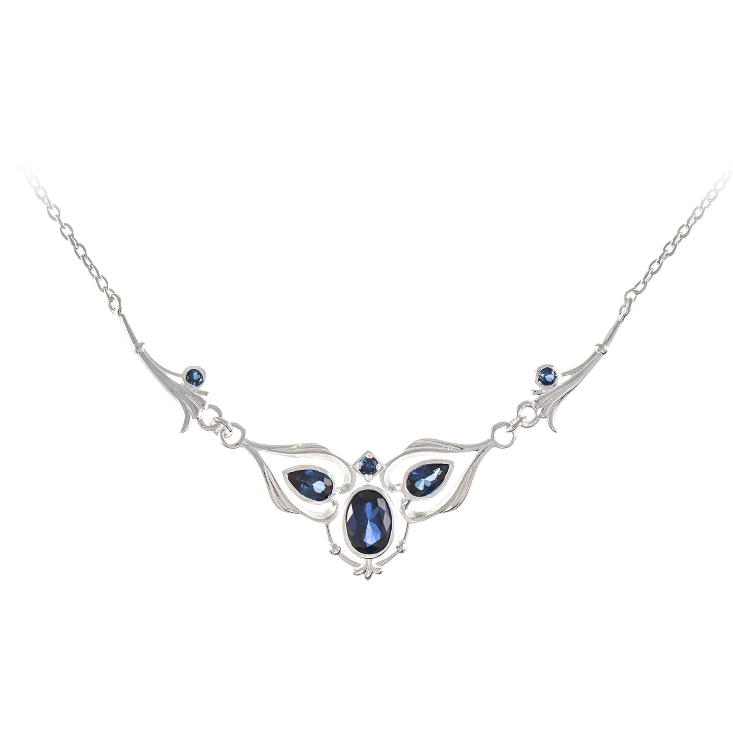 Collier 925 Silber Zirkonia blau