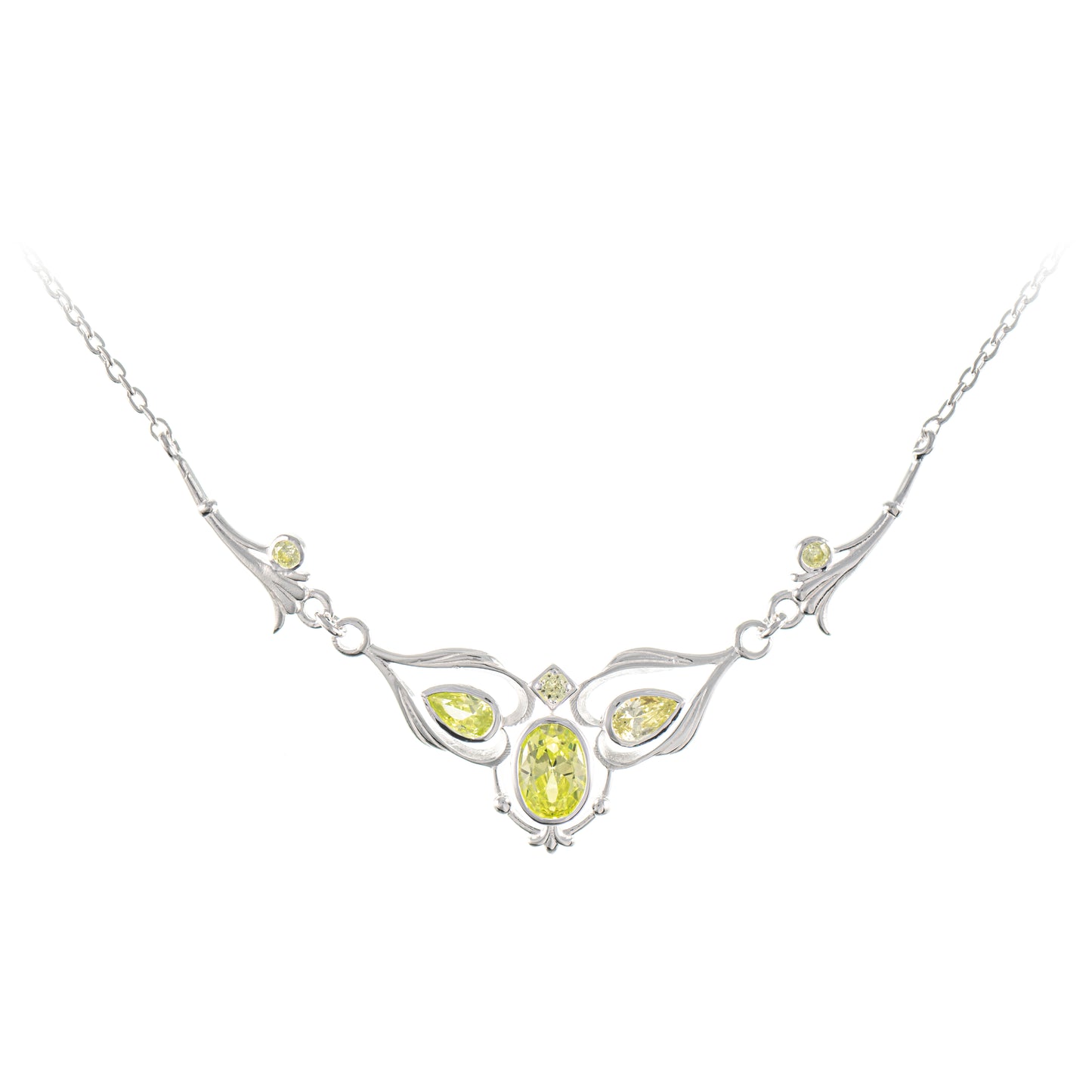 Collier 925 Silber Zirkonia hellgruen