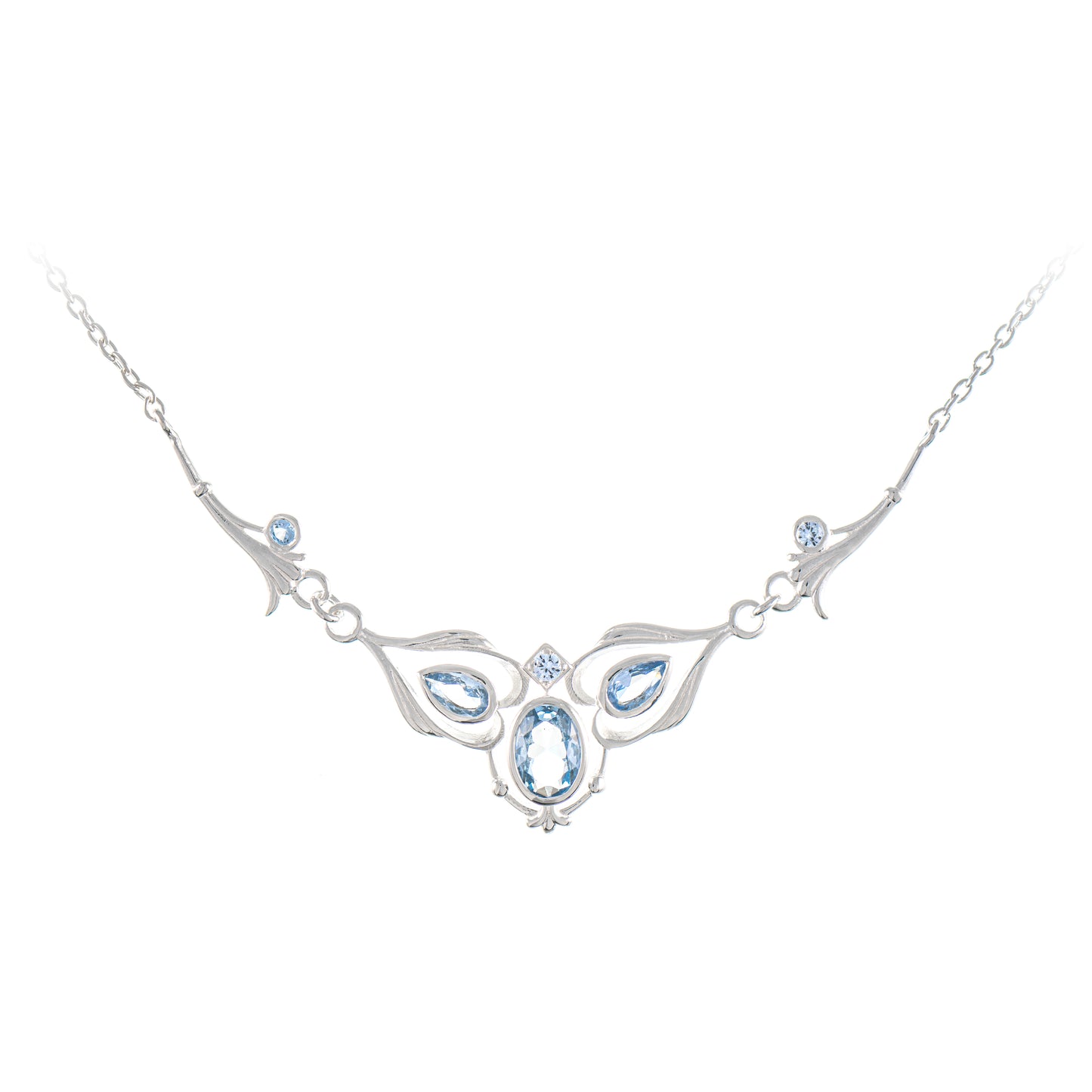 Collier 925 Silber Zirkonia hellblau