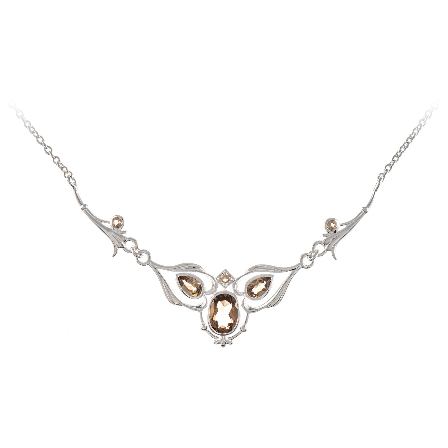 Collier 925 Silber Zirkonia cognac